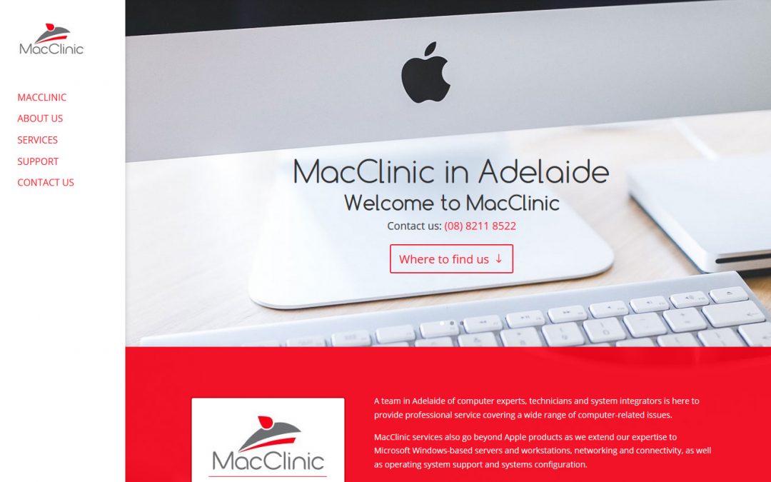 Website for MacClinic in Adelaide