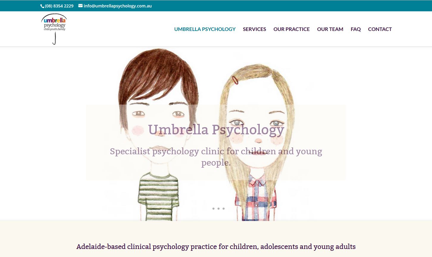 Website for Umbrella Psychology in Adelaide