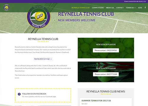 Reynella Tennis Club Website Design