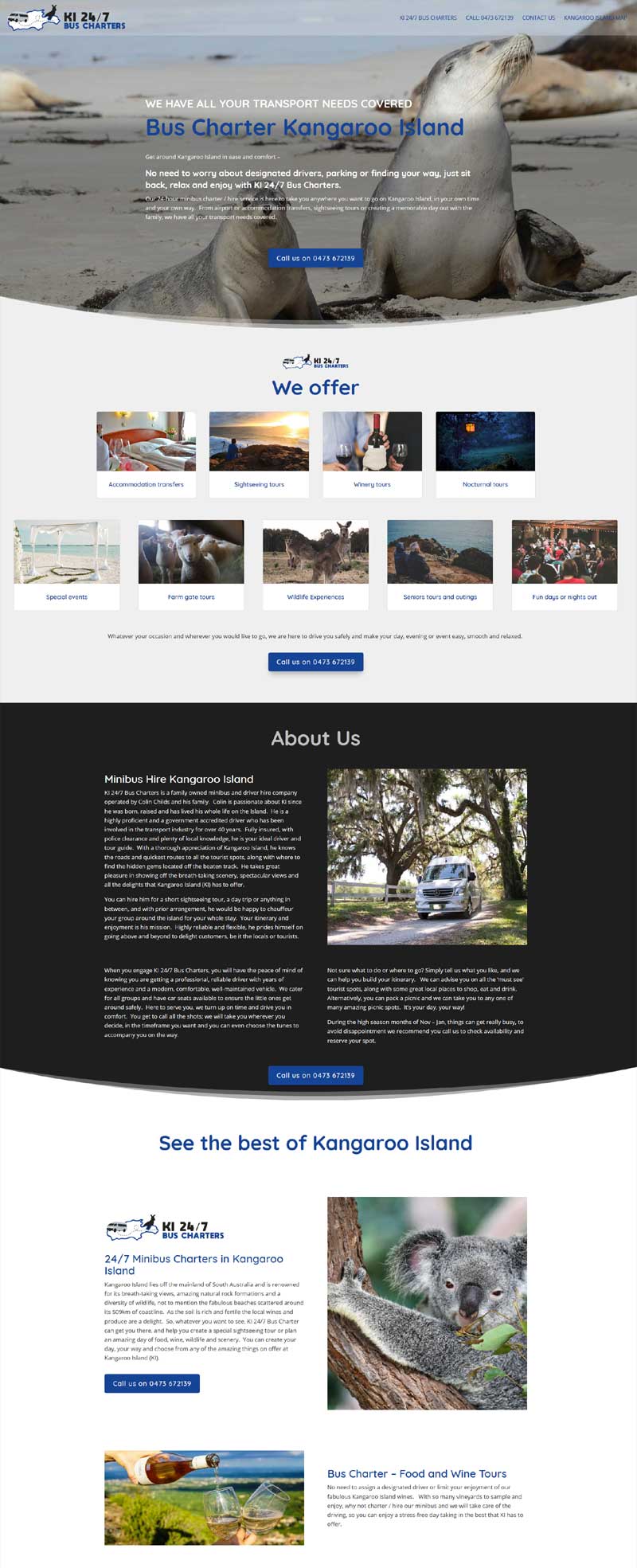 website design for kangaroo island bus charters