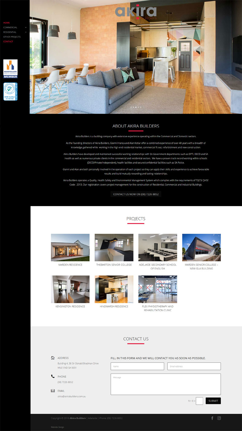 website design adelaide small business website akira builders