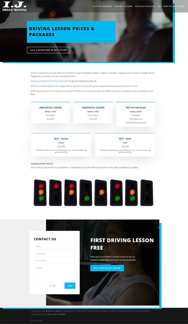 small website business adelaide driving lessons
