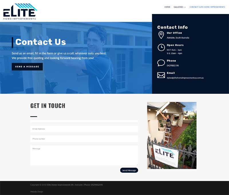 business website wordpress elite home improvements builder adelaide