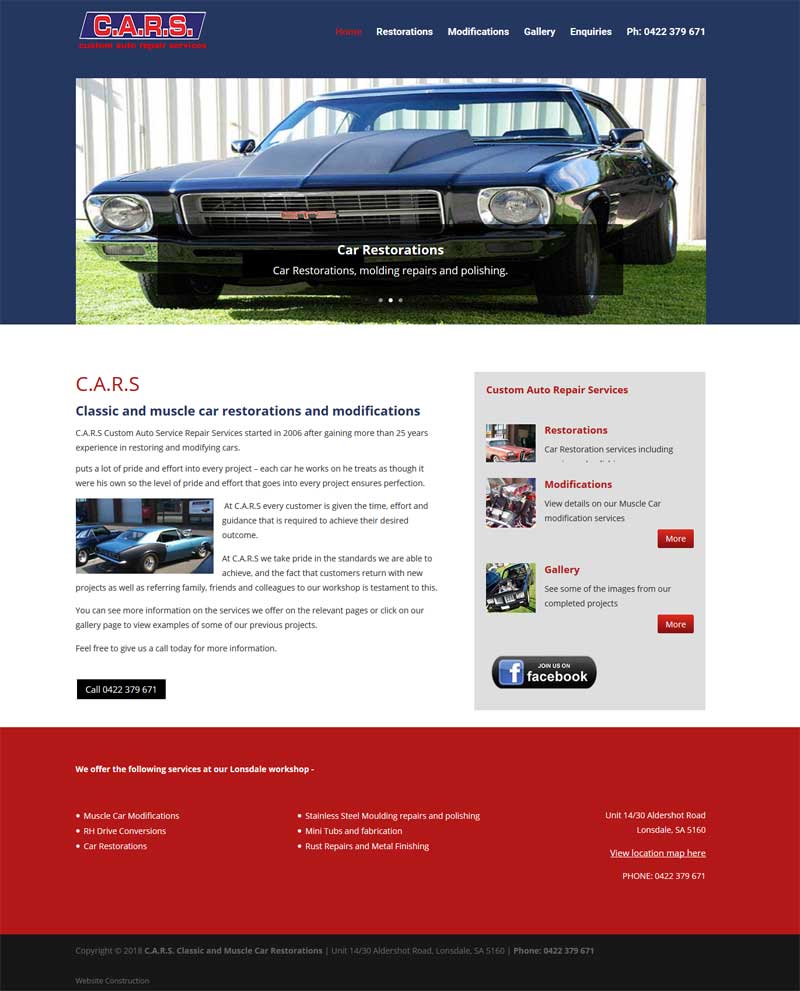 website design for cars lonsdale adelaide