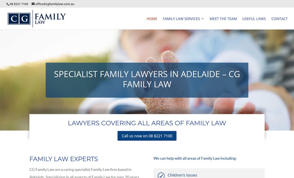 Website design for CG Family Law in Adelaide