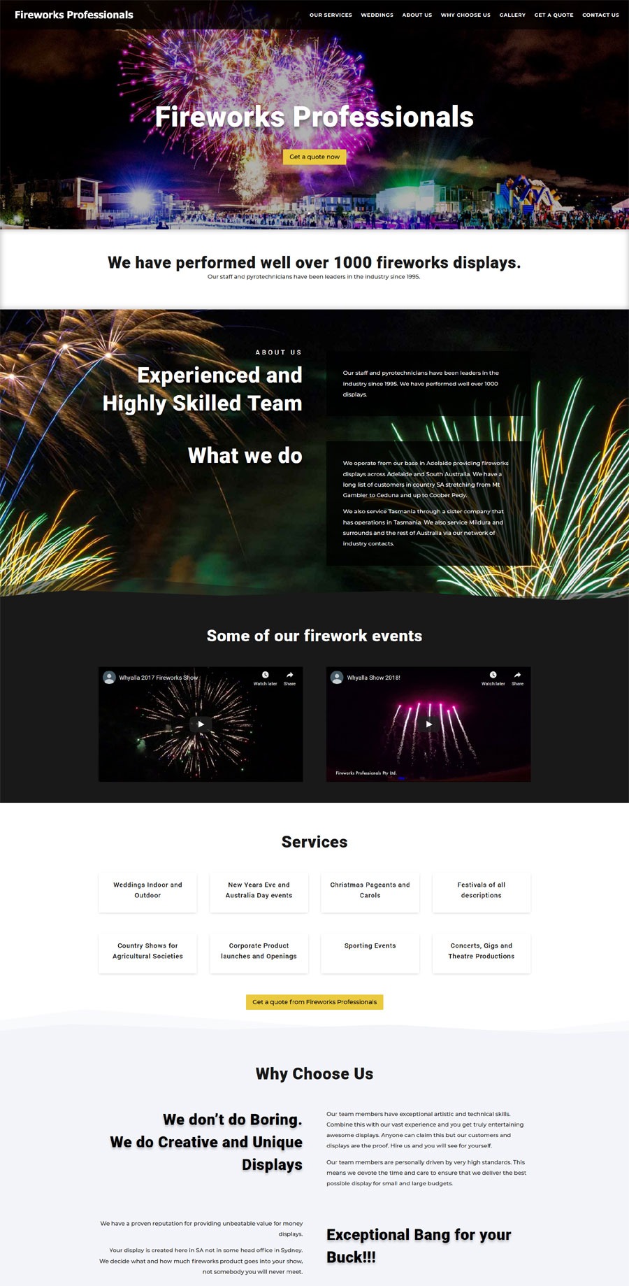 website design for fireworks professionals in south australia website design for fireworks professionals in south australia