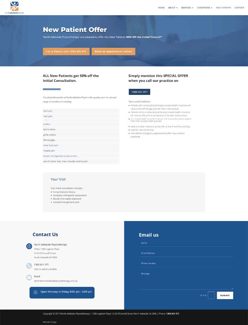 website design for North Adelaide Physiotherapy website design for North Adelaide Physiotherapy