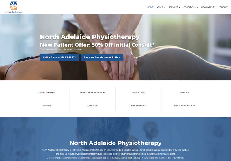 Website for physiotherapy services in north Adelaide