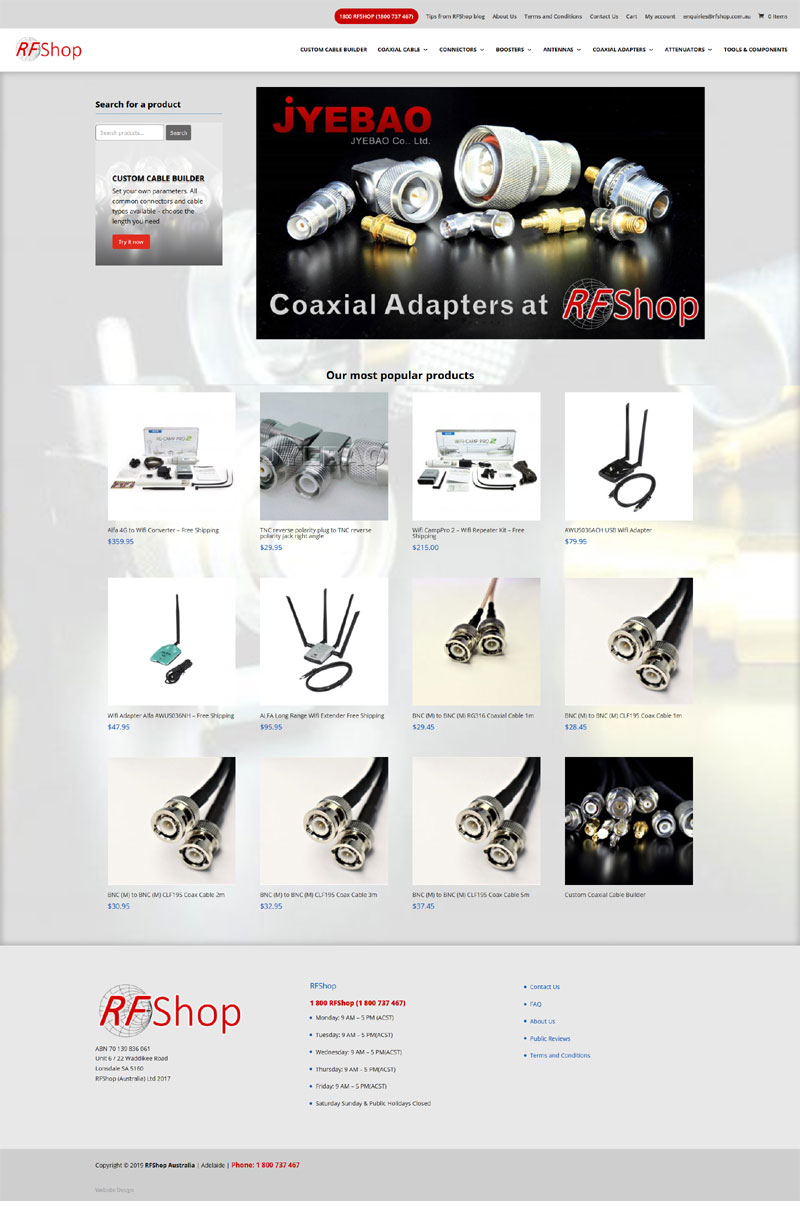website design online shop ecoommerce website for RFShop in Adelaide