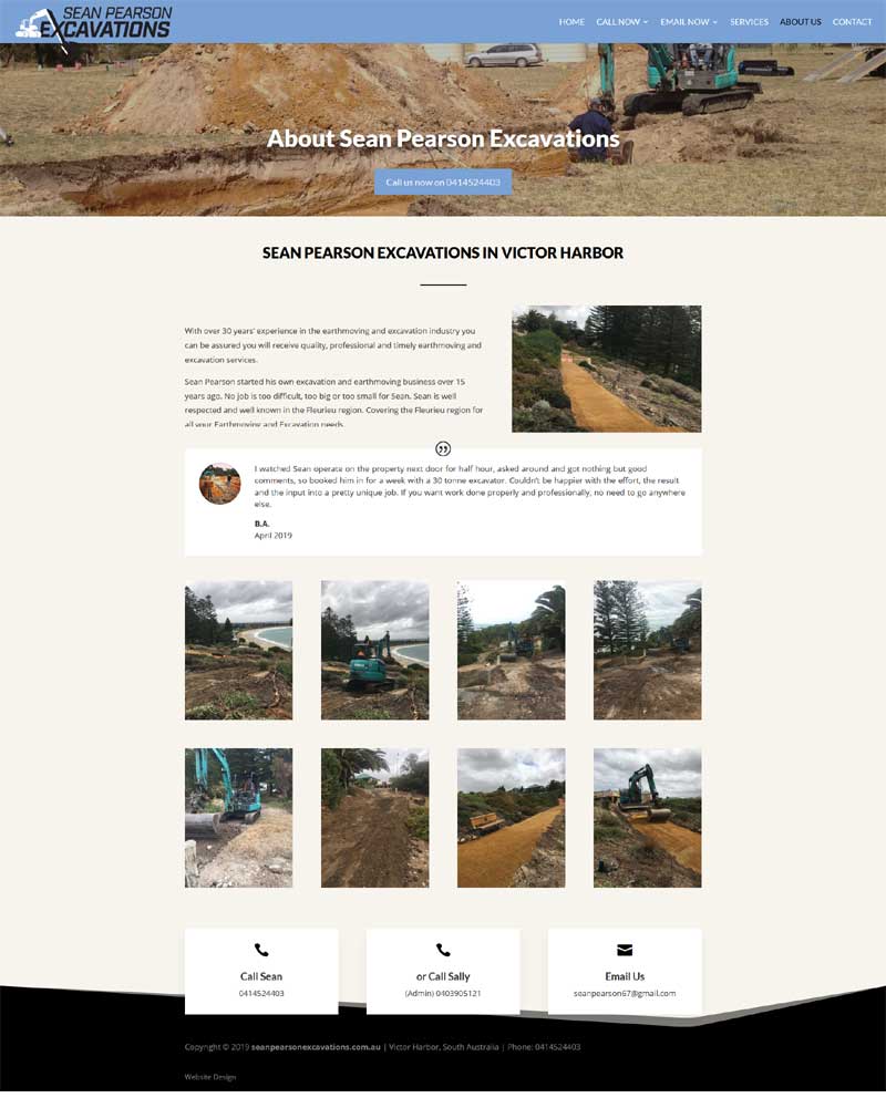 website design for sean pearson excavation victor harbor website design for sean pearson excavation victor harbor