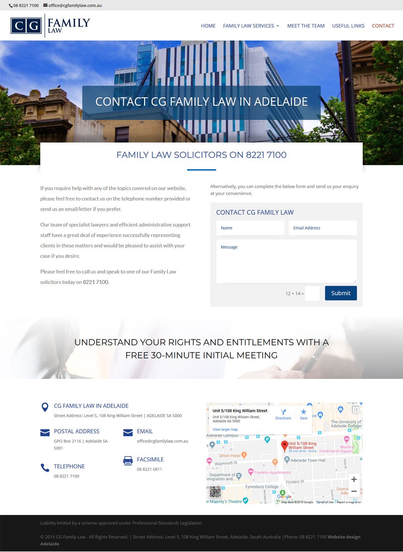 website design for cgfamily law adelaide