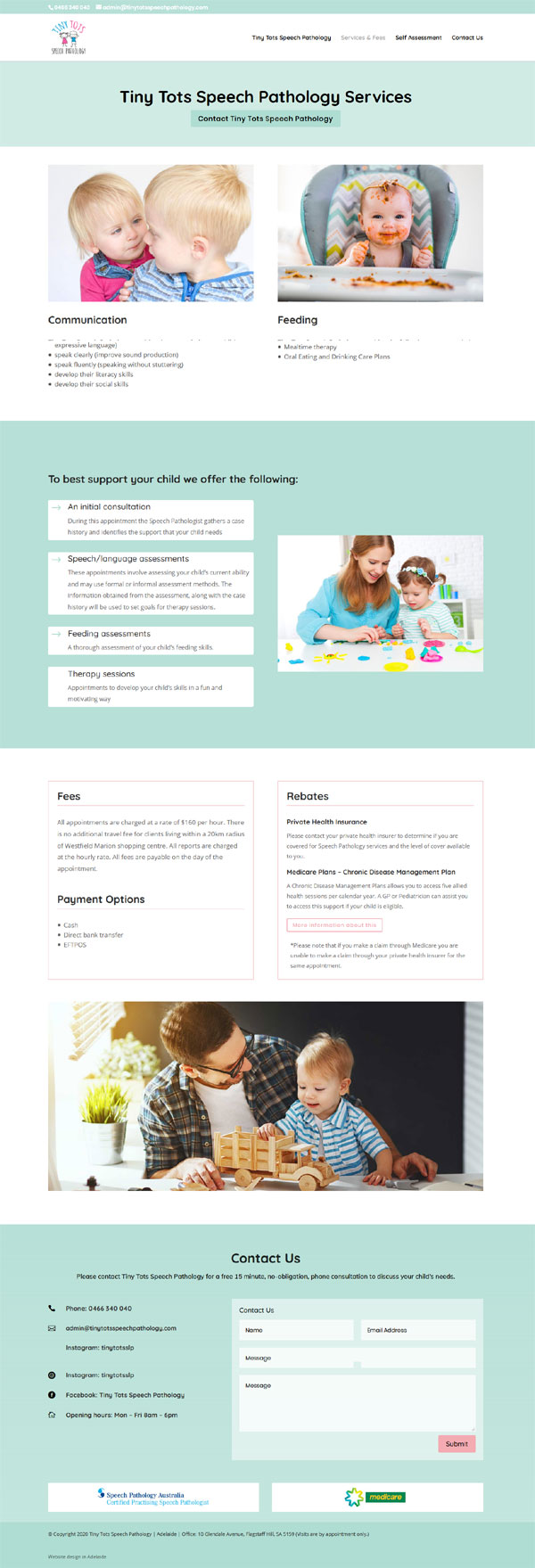 website designer for a speech pathology website 