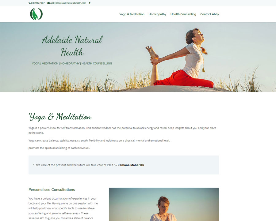 Redesign for Adelaide Natural Health