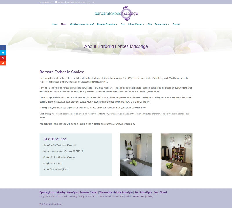 Barbara Forbes Massage Therapy website design
