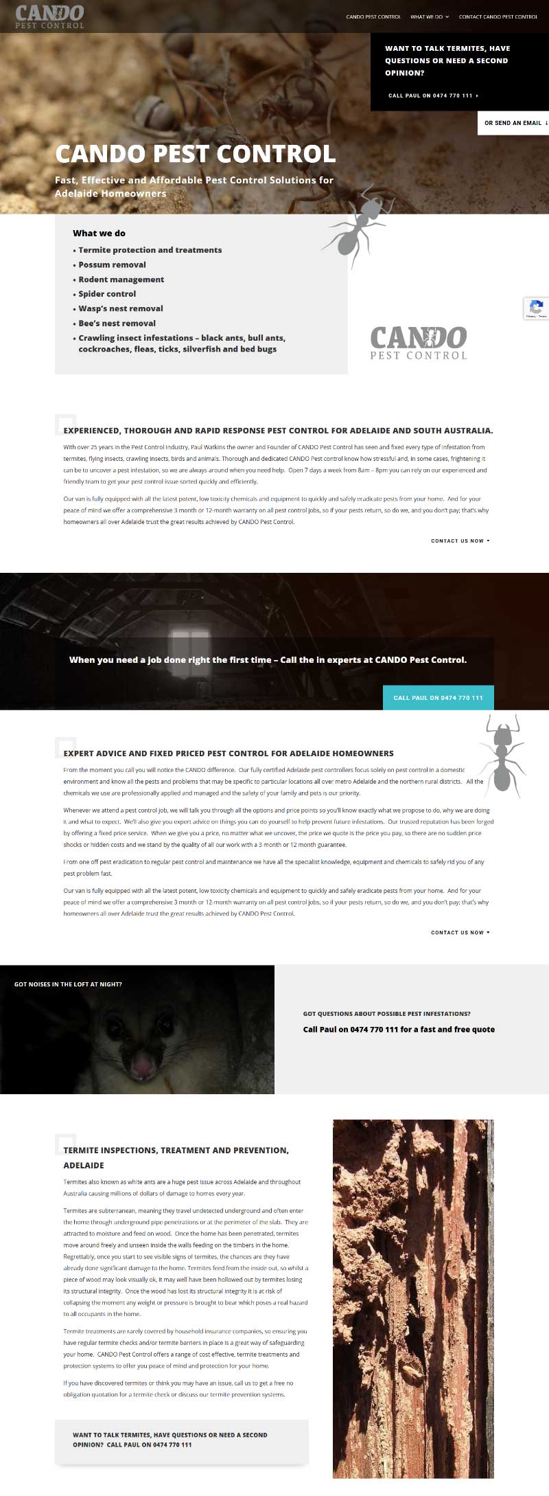 website for pest control website design adelaide
