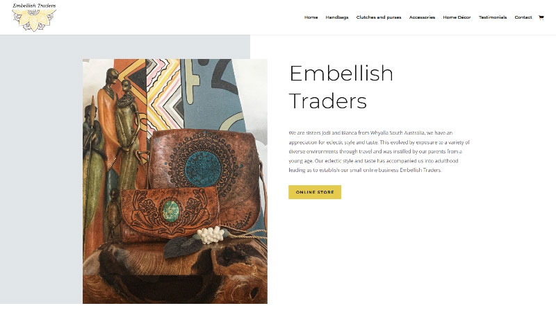 Ecommerce website online shop for Embellish Traders