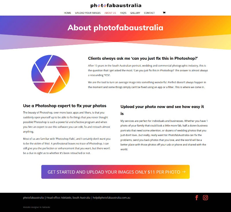 website design in adelaide for photo editing business