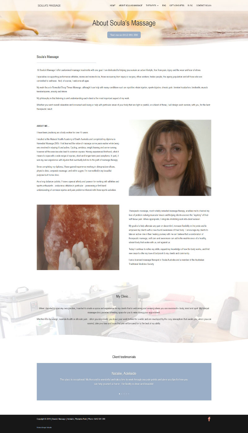 Massage Therapist in Adelaide Website design