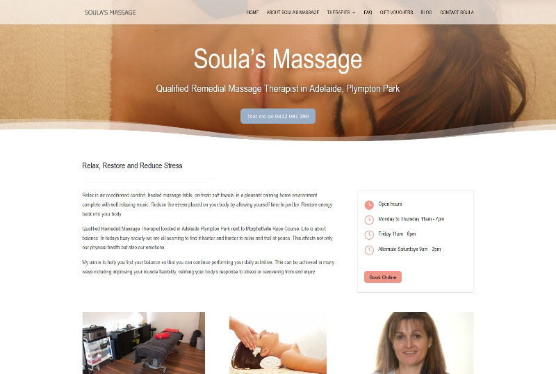 Website for Massage Therapist in Adelaide