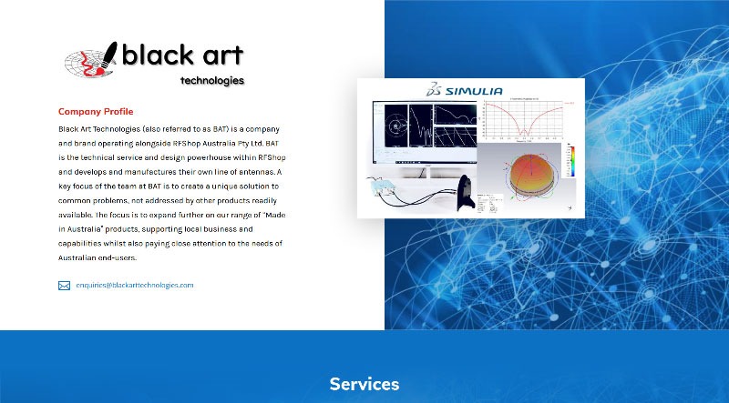 Small single page website design package for Black Art Technologies