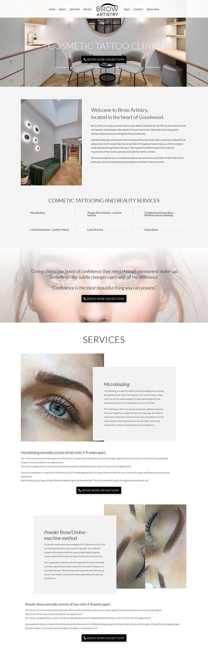 website desing for Cosmetic Tattoo Clinic Adelaide