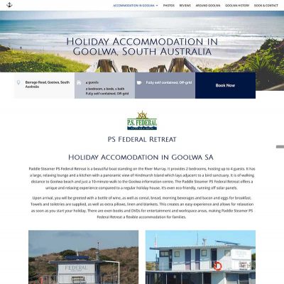 Website for holiday rental accommodation with online booking