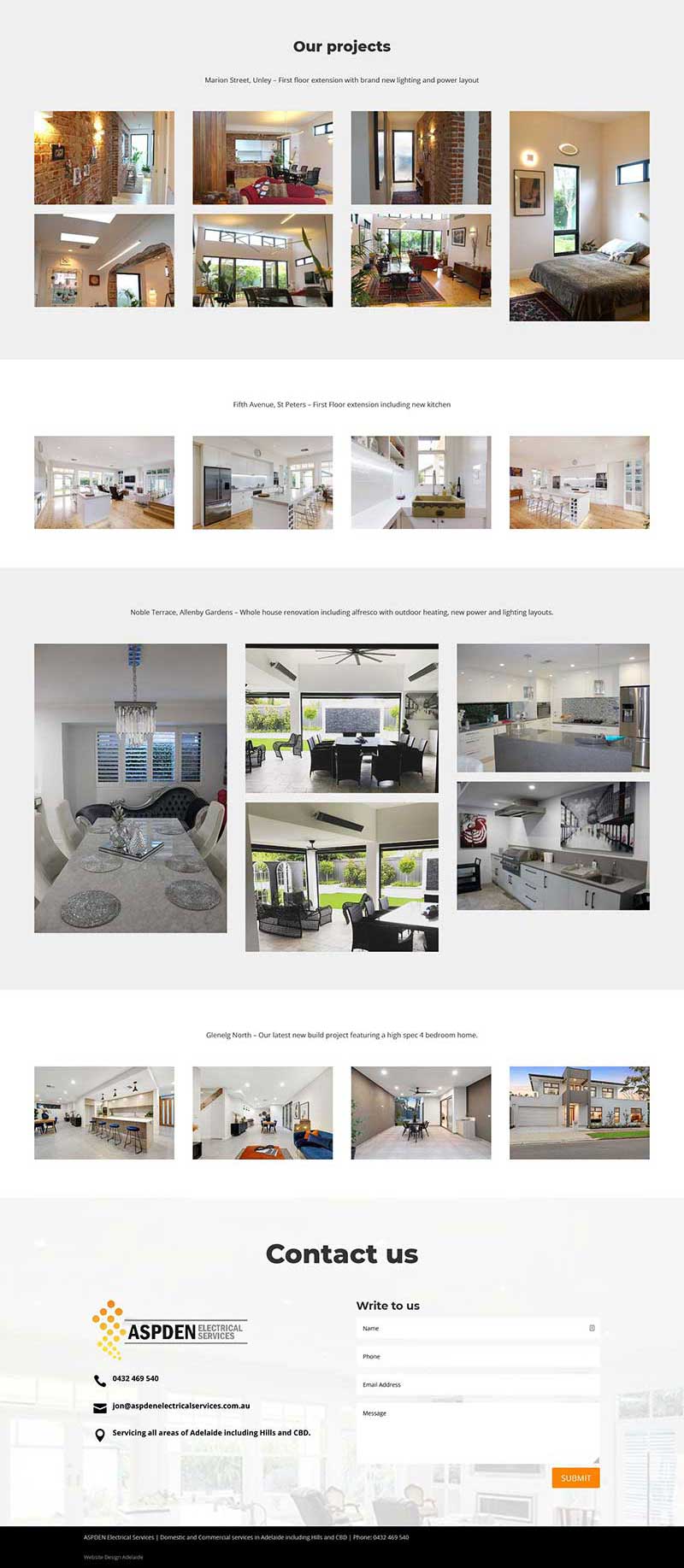 Website design for electrician in Adelaide