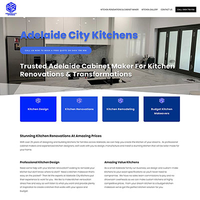 Web design for a kitchen renovation business in Adelaide