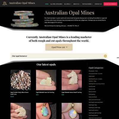 Website for Australian Opal Mines with ecommerce system