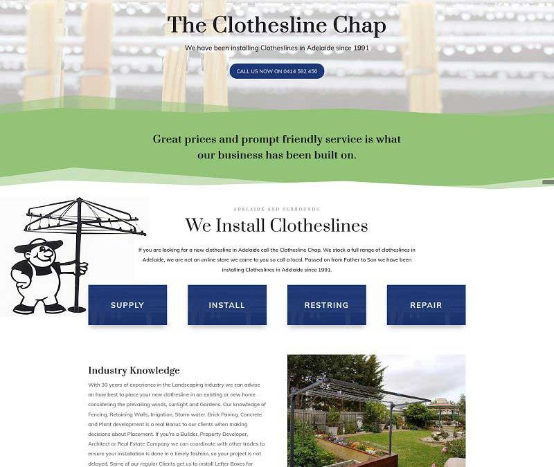 Single page website design for The Clothesline Chap