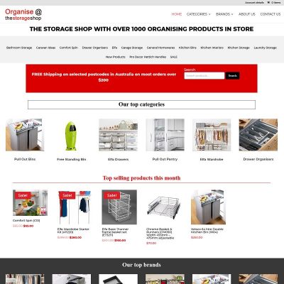 Ecommerce website for The Storage Shop