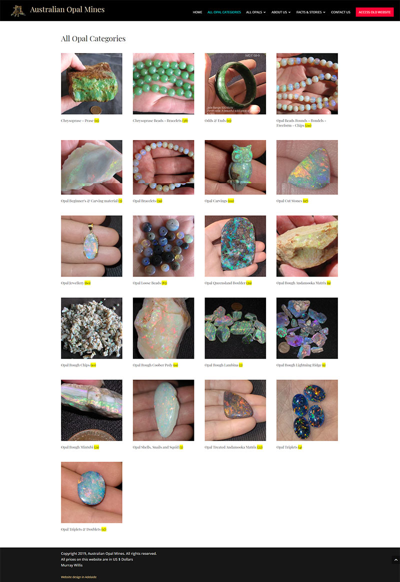 australian opal mines website design