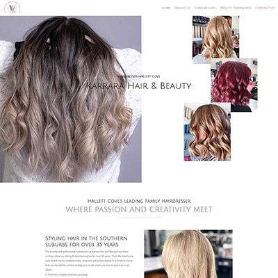 Hairdresser website design in Hallett Cove