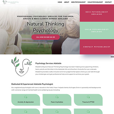 Website design for a psychologist in Adelaide