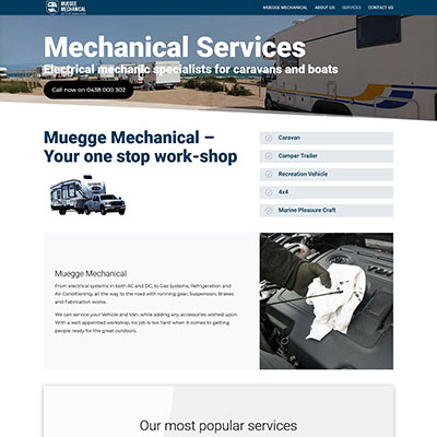 Website for Muegge Mechanical all RV & Marine works