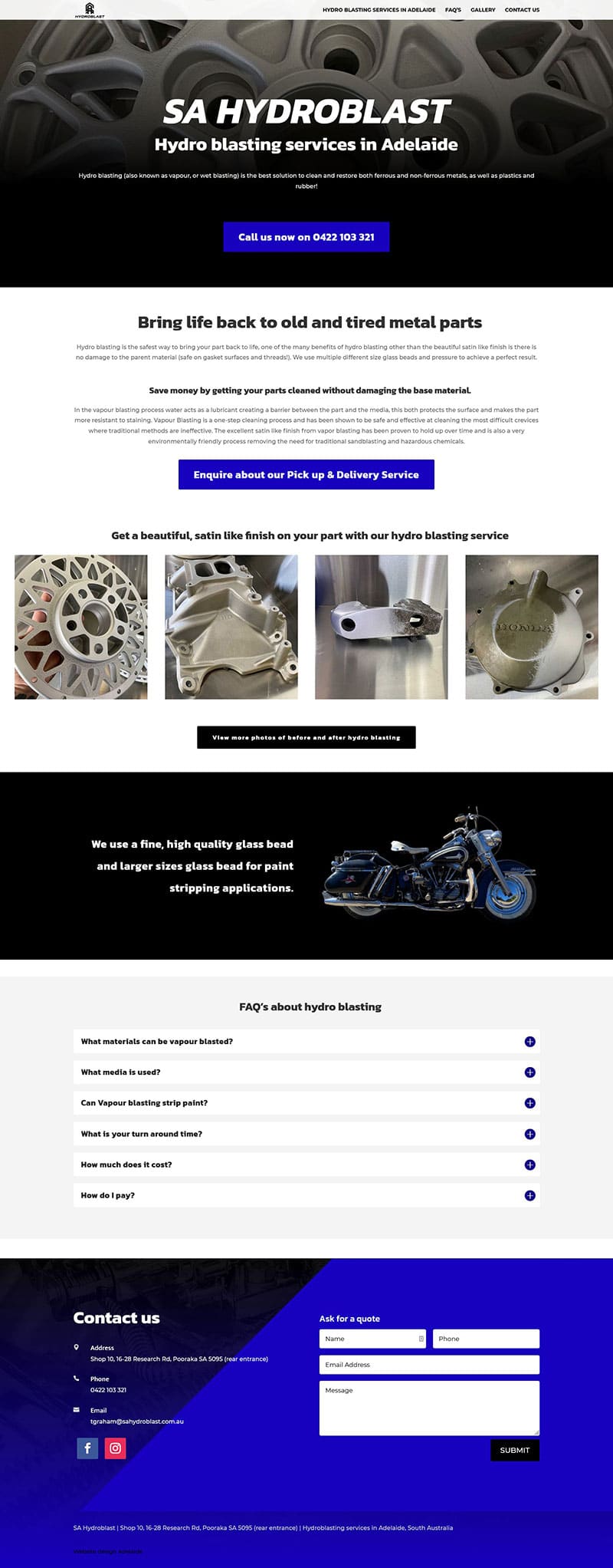website design in adelaide single page website