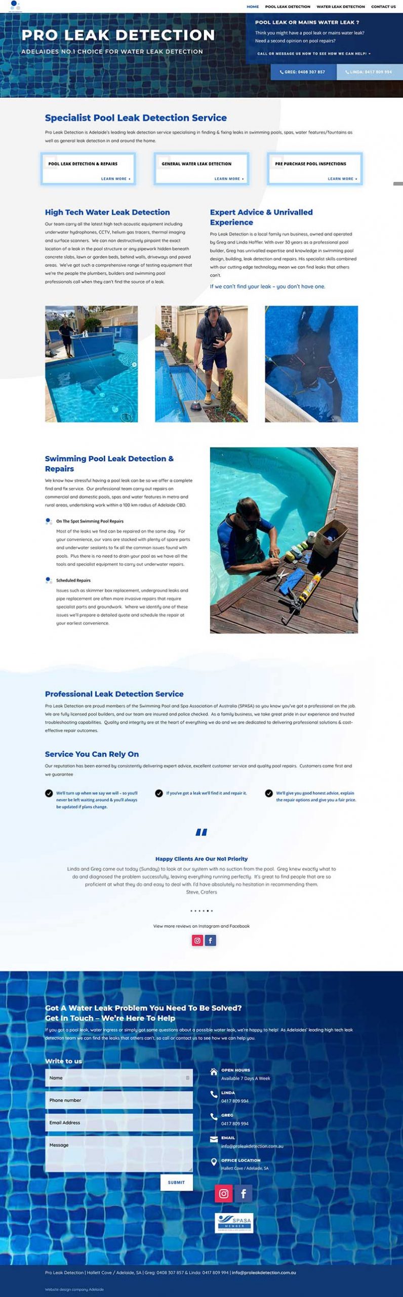 Business website for leak detection business in Adelaide