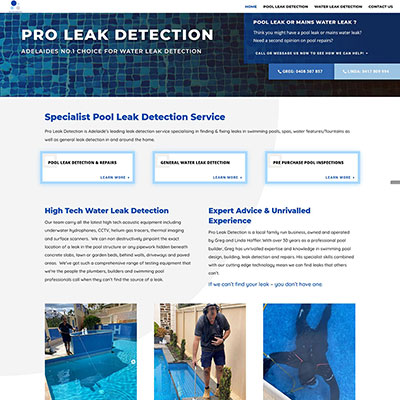 Business website for leak detection business in Adelaide
