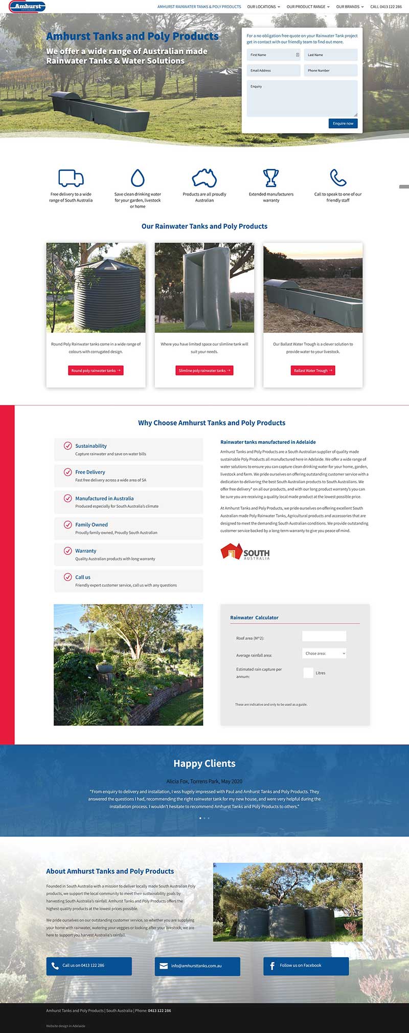 Website build for rainwater tanks business