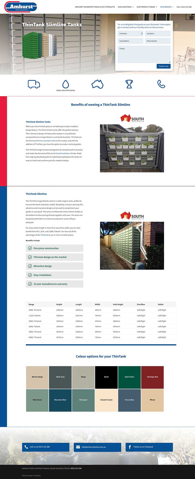 Website build for rainwater tanks business
