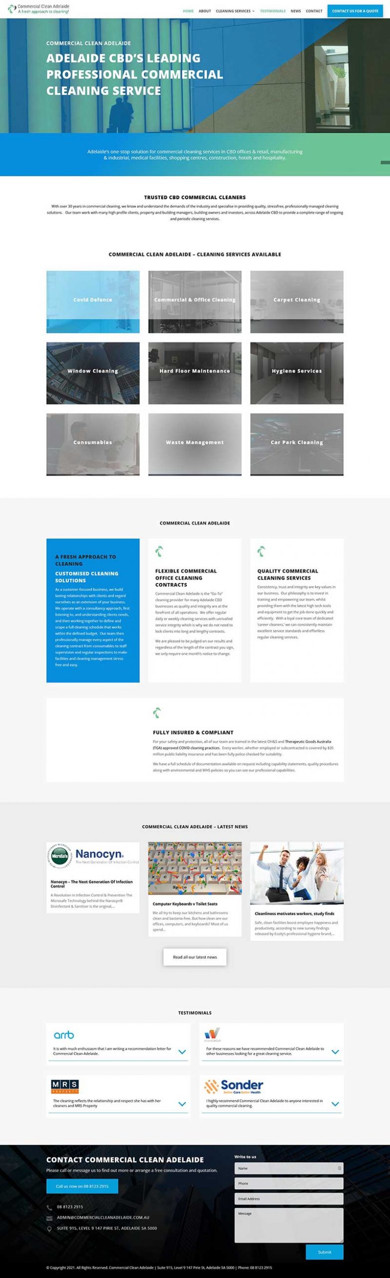 website design in adelaide for commercial cleaning business