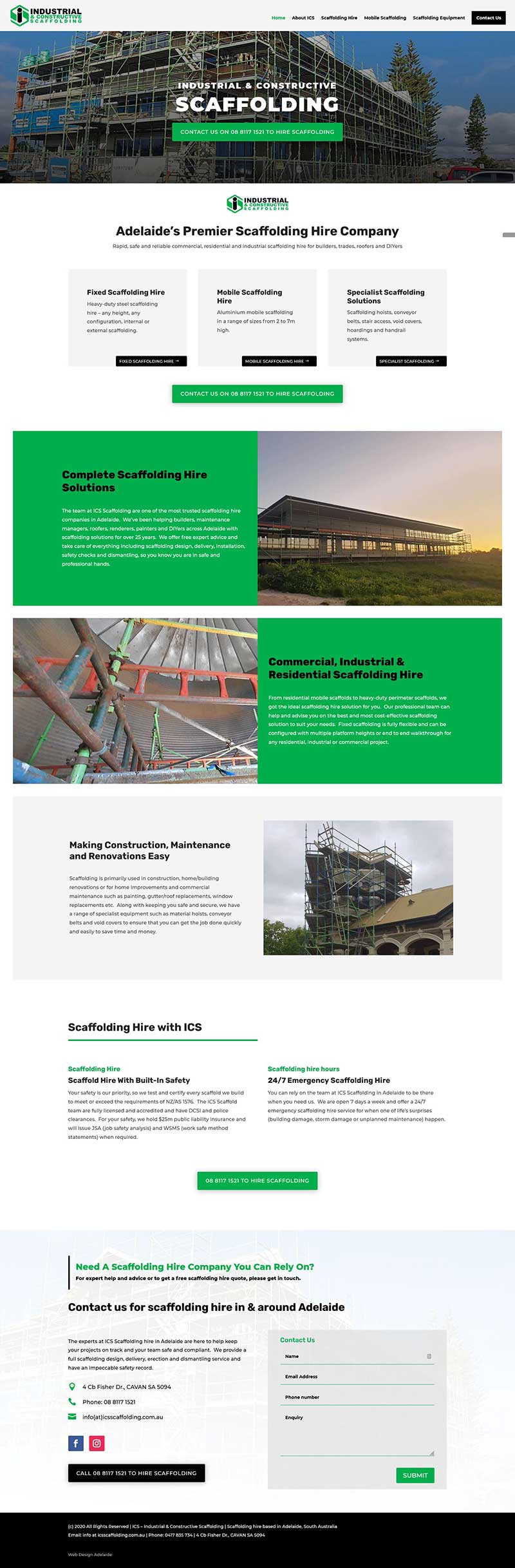 website design in adelaide scaffolding business
