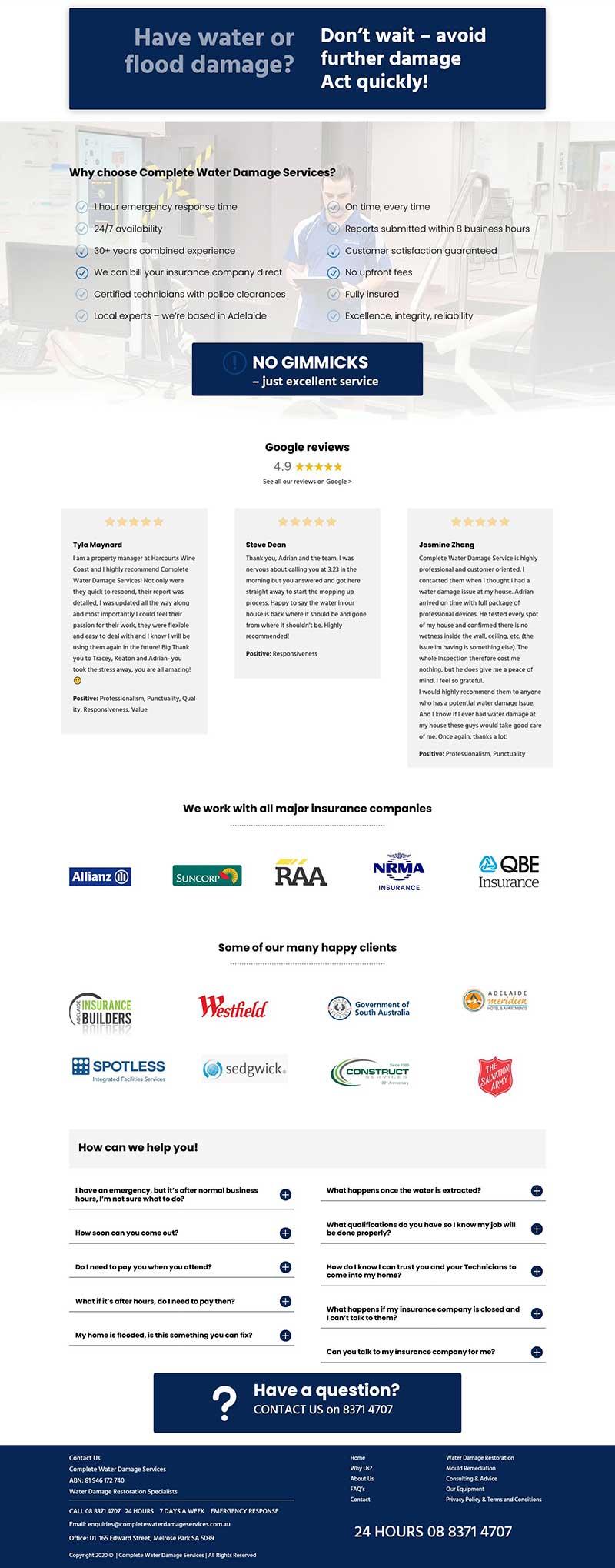 Website design for plumbing company in Adelaide