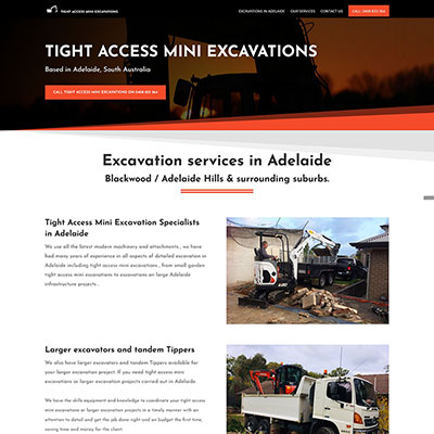 Website design for an excavation business in Adelaide