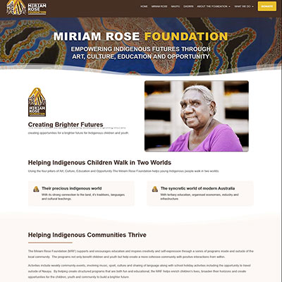 Miriam Rose Foundation – website design and copywriting