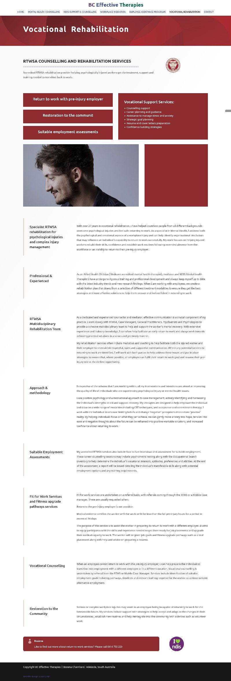 Website design for Mental Health Counsellor Adelaide