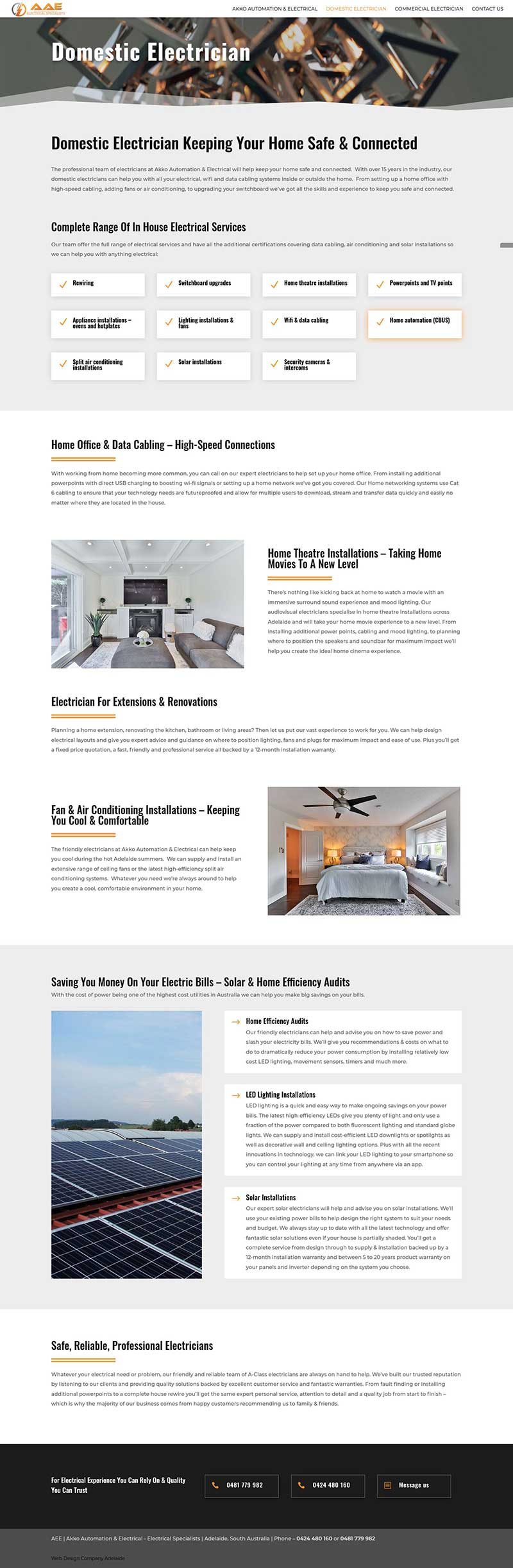 Website design for an electrical firm in Adelaide