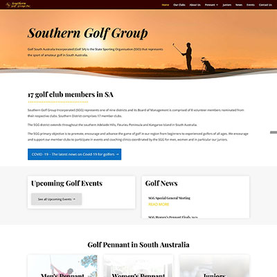 Website design for a golf club in South Australia