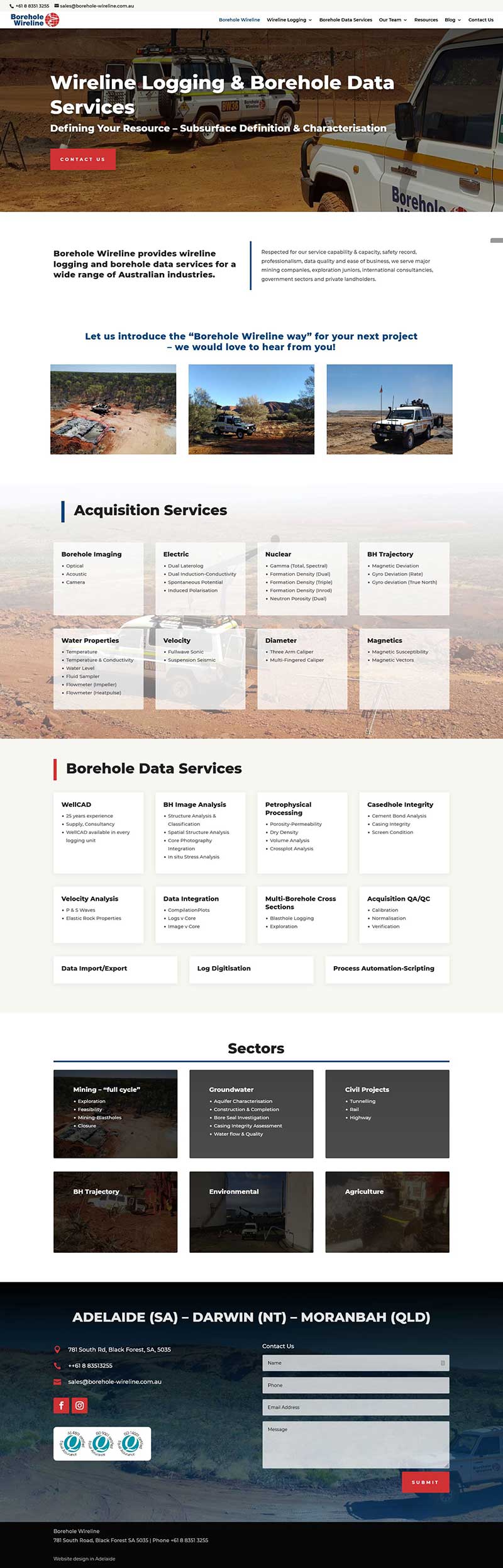 website design for borehole-wireline