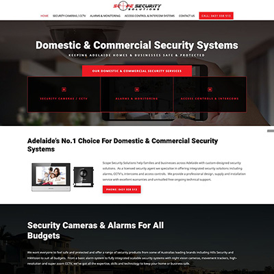 Website design and content writing for a security business